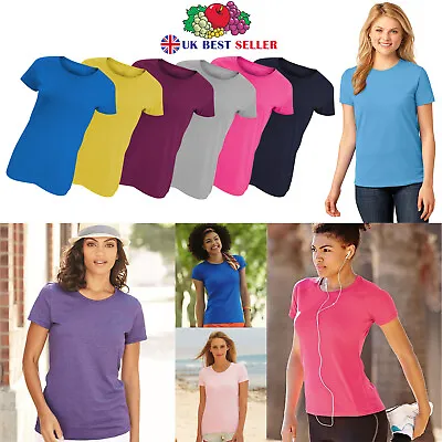 £5.99 • Buy Ladies Plain T-Shirts Womens Fruit Of The Loom Coloured Cotton Fitted Tee Shirt