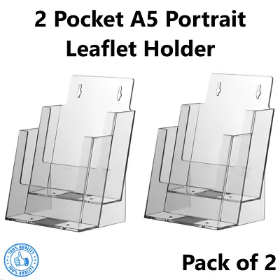 2x 2 Tier A5 Portrait Leaflet Holder 2 Pocket Multiple Dispenser 2x A5 Pack • £27.20
