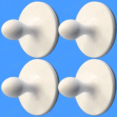 WALL HOOKS Self Adhesive X4 Stick On Peg Round White Circular Plastic Kitchen UK • £5.50