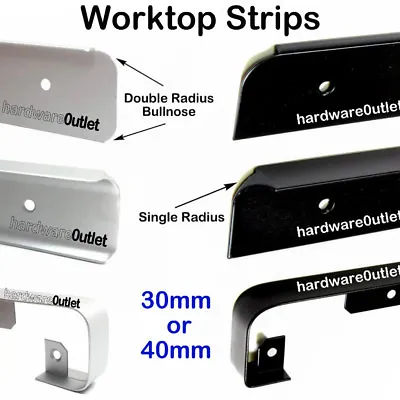 SGS WORKTOP STRIPS Edge Trim End Cap Corner Straight Joint Black Or Silver • £3.57