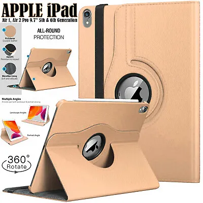 Case Ftis IPad Air 1/2 5th/6th (Gen) Smart Stand 360 Degree Rotating Cover • £6.43