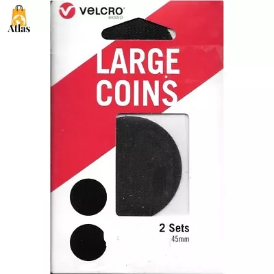 VELCRO® Brand Large Coins 45mm Black 2 Sets Self Adhesive Pads • £2.49