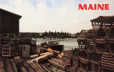 Bass Harbor - Lobster Traps - Mount Desert Island - Tremont Maine ME - Postcard • $1.99