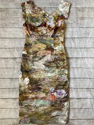 Black Halo Jackie O Watercolor Lily Pond Dress 8 Stunning ! Bagc3 • £38.91