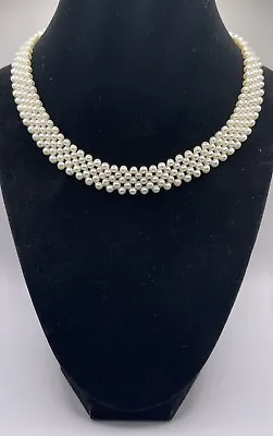 Vintage 14k Gold Woven 5 Row Real Pearl Necklace  • $140