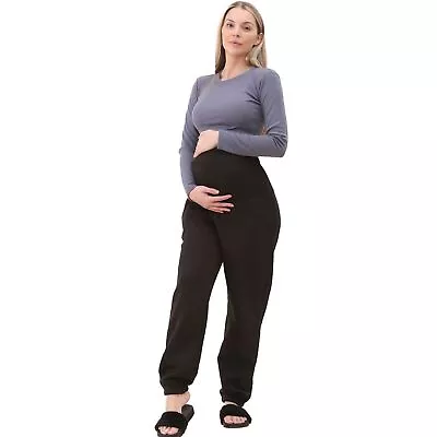 Womens MATERNITY COTTON LEGGINGS Loose FLEECE JOGGERS Pregnant Pants Trouser UK • £13.19