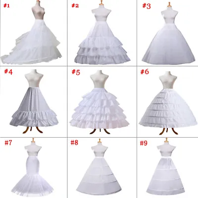 Petticoat Skirt Vintage White Hoop Skirt Crinoline Slip Wedding Gown Underskirt • $11.19