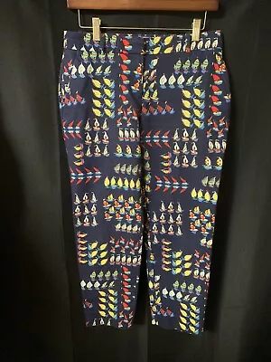 J. Crew Vintage Sailboat Print Nautical Cotton Cropped Pants Size 2 (30  Waist) • $18