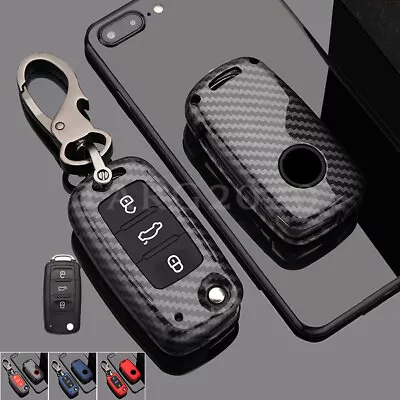 For VW Golf Bora Jetta POLO ABS Car Flip Key Case Cover Fob Shell Skin Holder • $29.80