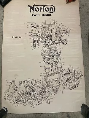 $53.33 • Buy NORTON MOTORCYCLE TWIN CYLINDER VINTAGE POSTER No2