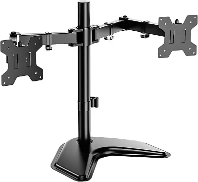 Free Standing Dual LCD Monitor Fully Adjustable Desk Mount Fits 2 Screens • $53.99