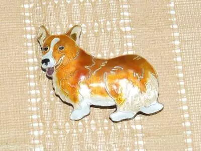 Vintage Artisan Zarah 925 Sterling Silver Enamel Corgi Dog Pin Brooch 1.75  4.8g • $60