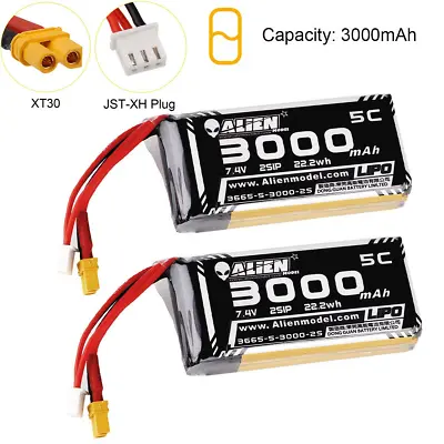 2X XT30 Plug 3000mAh 2S 7.4V Lipo 2S Battery 2-Cell For RC Airplane Jet Car Boat • $34.18