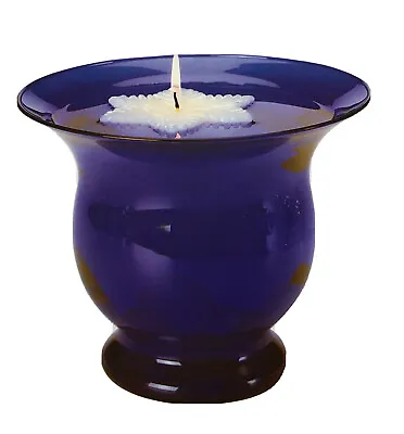 Element Glass Cobalt Floating Candle Pond Holder With Seaglass Pieces 7  X 6  • $24.54