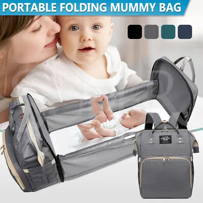 $24.99 • Buy Foldable Large Mummy Bag Baby Bed Backpack Maternity Nappy Diaper Folding Crib