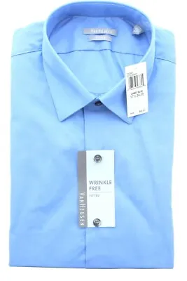 Van Heusen Dress Shirt Mens Wrinkle Free Long Sleeve Fitted Cameo Blue • $19.99