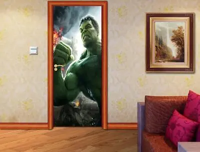 The Hulk Avengers DOOR WRAP Decal Sticker Wall DIY Personalized ANY NAME D61 • £25.67