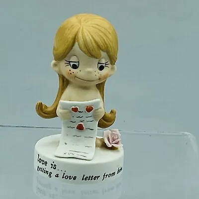 Kim Casali 1972 LOVE IS Getting A Love Letter From Him Figurine Butt Note Girl • £19.24