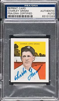 Charlie Grimm PSA Autographed Baseball Card -1973 TCMA Reprint-1933 Tattoo Orbit • $39.49