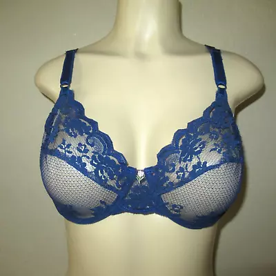 New VTG MAIDENFORM CHANTILLY Lace BLUE Underwire Bra 36 C • $39.99