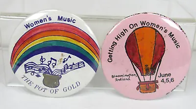 2 Vintage Women's Music Bloomington Indiana Button 1980s Concert Handmade Magnet • $34.99