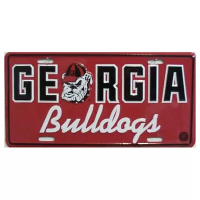 Georgia University Bulldogs Red Embossed Metal License Plate Auto Tag Sign • $15.59
