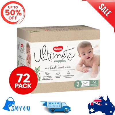 $49.94 • Buy Huggies Ultimate Size 3 Crawler 6-11kg Nappies Jumbo 72pk | Free Shipping | AU
