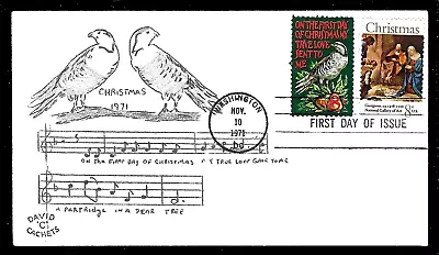 1444 8c Stamp (1971) THE ADORATION BY THE SHEPHERDS - Hand Painted - David 'C' ! • £10.86