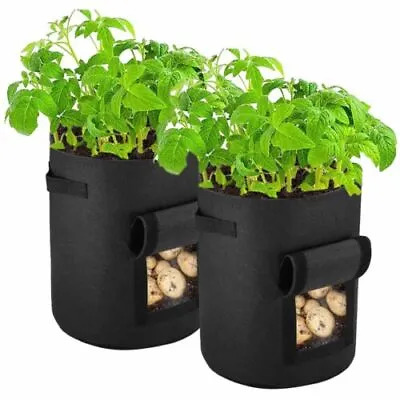 £13.69 • Buy 10 Plant Grow Bags Potato Fruit Vegetable Garden Planter Growing Bag 2PK Black