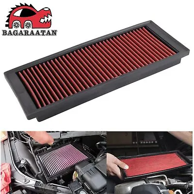 Red Washable Reusable High Flow Air Filter Panel Replacemet For Golf Passat GTI • $21.99