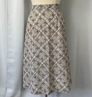 Vintage Midi Skirt Womens Plus Size 18W 18 Gray Neutral Geometric A Line 90s 80s • $19.99