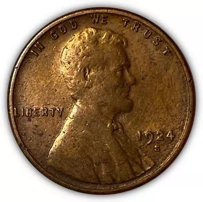 1924-S Lincoln Wheat Cent Very Fine VF Coin #6729 • $5.45