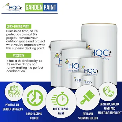 HQC Shed Fence And Garden Emulsion Paint - 0.5L To 10L - 18 Colours Available • £86.19