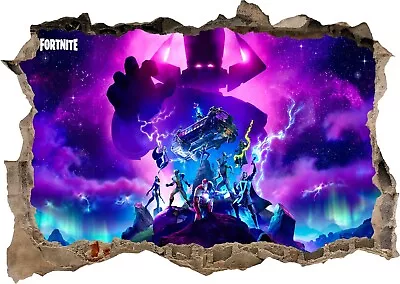 Fortnite Game Kids Royale Bedroom 3D Smashed Wall Sticker Poster Decal Mura Z743 • £19.95