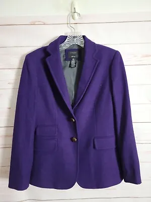 J.Crew Wool Herringbone Hacking Jacket Blazer Dark Purple Size 8 • $130