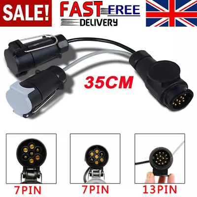 13 To 7 Pin Adaptor Trailer Extension Lead Caravan Towing Socket Converter • £11.59