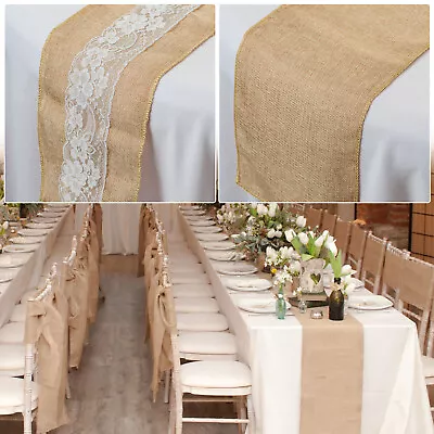 Hessian Jute Table Runner - Rustic Decor For Weddings Banquets Parties Events • £32.39