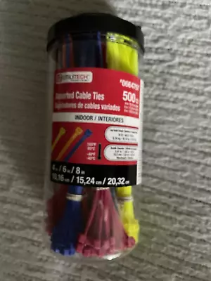 (500) Utilitech Cable Zip Ties Indoor Assorted Colors + Sizes 4/6/8 Type 21 • $12.29