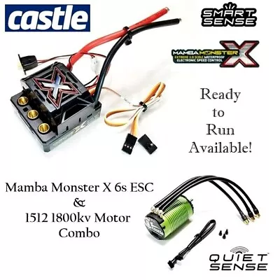 RCP-RTR Castle Mamba Monster X 6s & 1512 1800kv Motor Combo Ready To Run Options • $299.95