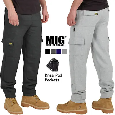 Mens MIG Cargo Tracksuit Jogging Bottoms Work Trousers & Knee Pad Pockets JOGGER • £24.95