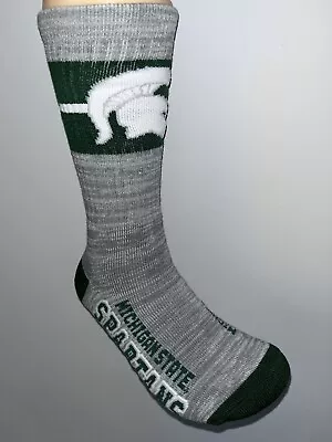 Michigan State Spartans College Mens Logo First String Gry Crew Socks Mens Lrg Q • $9.39