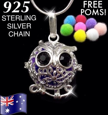 $12.50 • Buy OWL Aromatherapy Oil Diffuser Locket Pendant 925 Sterling Silver Chain Necklace
