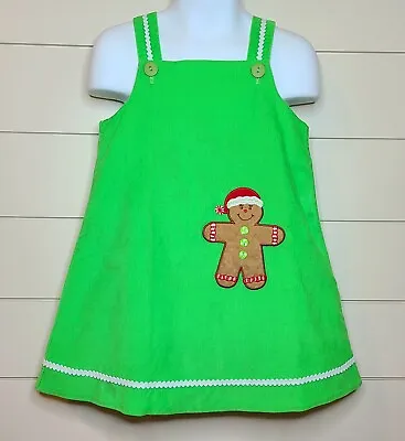 EUC Mulberry Street Boutique Christmas Gingerbread Cookie Applique Dress 3T • $14.99