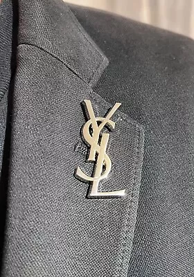 Vintage Sized Yves Saint Laurent YSL Brooch Lapel Pin - Silver • $35