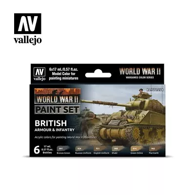 VAL70204 - AV Vallejo Model Color Set - WWII British Armour&Infantry • £15.99