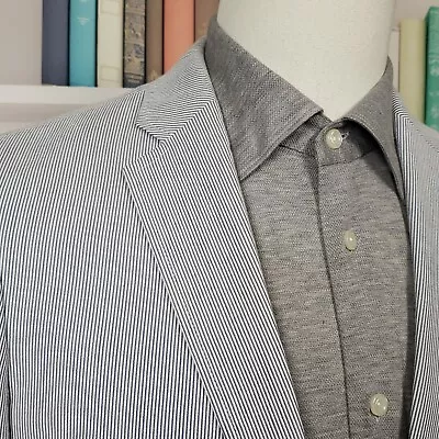 J Crew Ludlow Cotton Sport Coat Mens 38S Bleu White Striped Two Button Dual Vent • $69.99