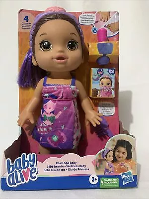 Baby Alive - Glam Spa Baby In Purple Dress NEW Opened Box • $19
