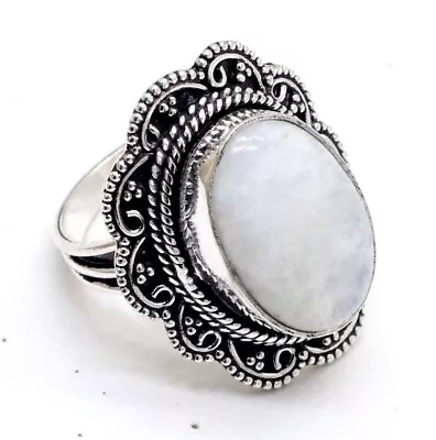 925 Sterling Silver Moonstone Gemstone Jewelry Vintage Ring (US) Size-8  • $16.99