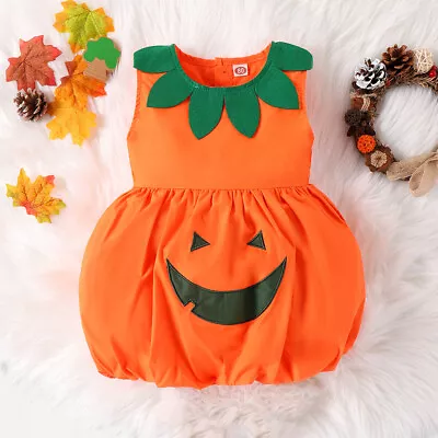 Halloween Toddler Baby Pumpkin Dress Cosplay Party Costume Outfits Set Clothes • £9.69