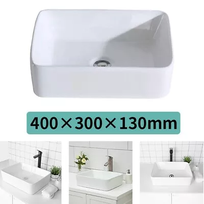Large Square Bathroom Vanity Ceramic Wash Basin Cloakroom Sink Counter Top • £26.99